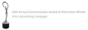 A black background with white text that says " the communicator award of the day campaign ".