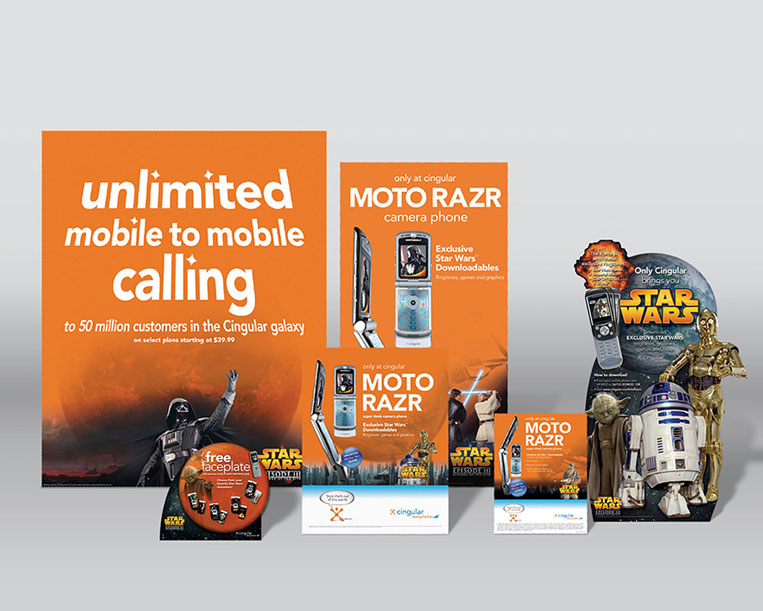 A group of advertising materials for motorola razr.